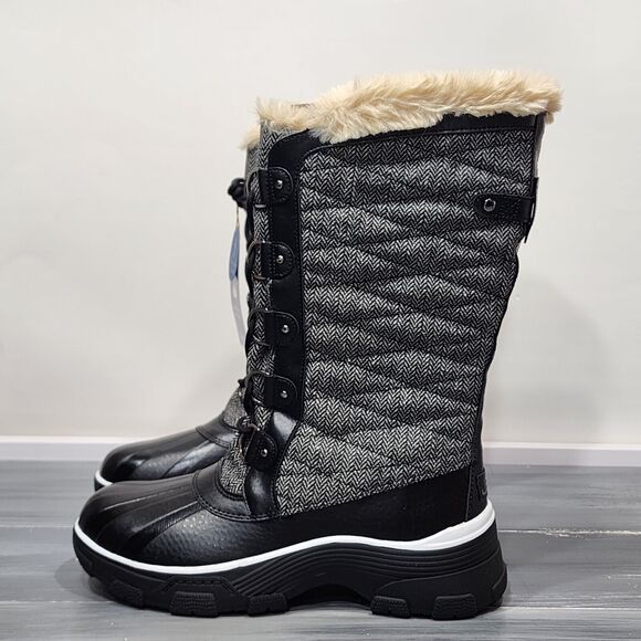 JBU by Jambu Boots 9.5M Black Lorina Waterproof Herringbone Winter Snow Rain - Picture 2 of 9